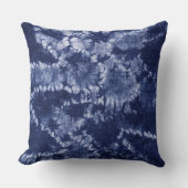 ブルーインディゴ絞り染め絞り抽象芸術 クッション (正面)