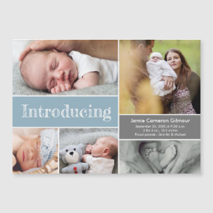 ブルーイントロダクション男の赤ちゃんフォトコラージュ