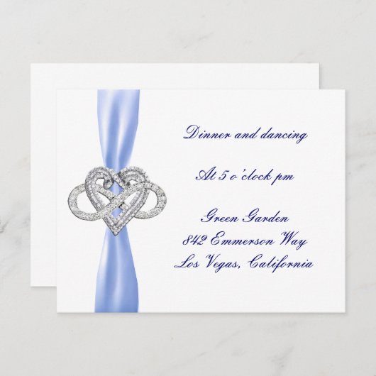 ブルーインフィニティハートウェディングレセプションカード エンクロージャーカード (正面/裏面)