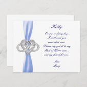 ブルーインフィニティハートメイド・オブ・オーナー(花嫁付き添い人)カード 招待状 (正面/裏面)