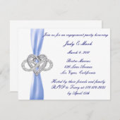 ブルーインフィニティハート婚約パーティ招待状 招待状 (正面/裏面)