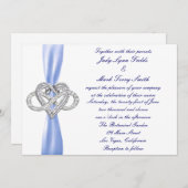 ブルーインフィニティハート結婚式招待状 招待状 (正面/裏面)