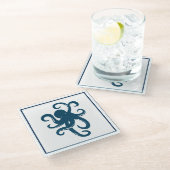 ブルーインホワイトタコスイラストレーション ガラスコースター (アングル)