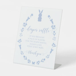 ブルーイースターウサギ男の赤ちゃんシャワーオムツラッフル 台座サイン