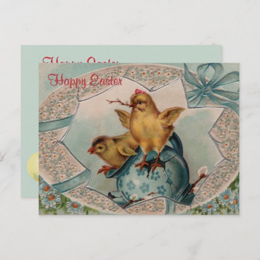 ブルーイースターエッグとシックスヴィンテージはがき シーズンポストカード (正面/裏面)