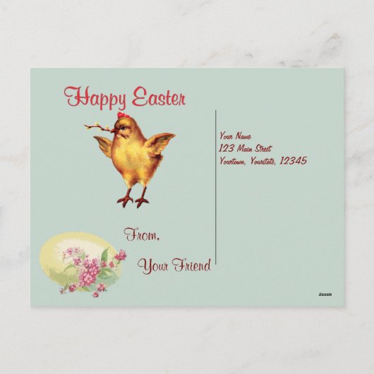 ブルーイースターエッグとシックスヴィンテージはがき シーズンポストカード (裏面)