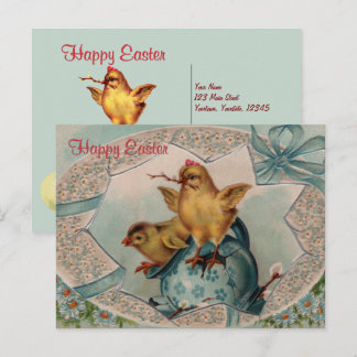 ブルーイースターエッグとシックスヴィンテージはがき シーズンポストカード