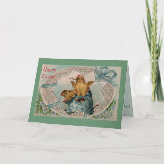 ブルーイースターエッグとチックスのグリーティングカード シーズンカード