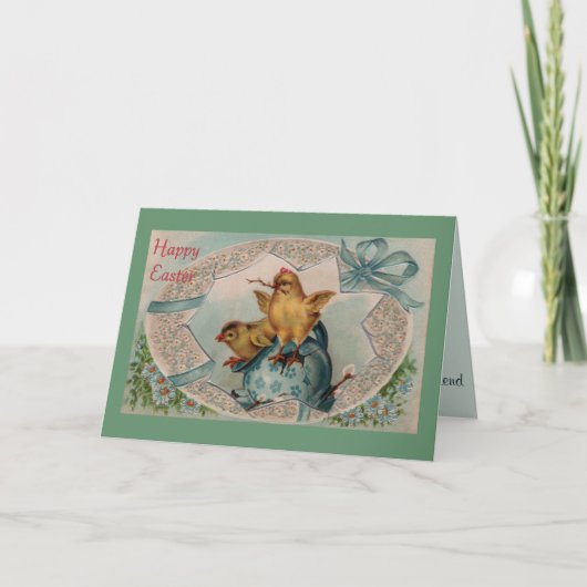 ブルーイースターエッグとチックスのグリーティングカード シーズンカード (正面)