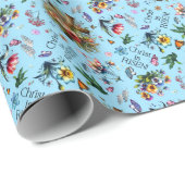 ブルーイースターガーデンウォーターカラーフローラクリスチャン ラッピングペーパー (ロールコーナー)