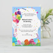 ブルーイースターサンデーバースデーパーティー招待状 招待状 (スタンド正面)