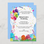 ブルーイースターサンデーバースデーパーティー招待状 招待状 (正面/裏面)