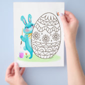 ブルーイースターバニーウサギと卵の着色ページ チラシ (手)