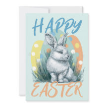 ブルーイースターバニーカラフル