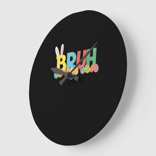 ブルーイースターバニーキュートミーム子供へ_11 ラージ壁時計 (傾斜)