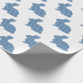 ブルーイースターバニープレイド男の赤ちゃんベビーシャワー ラッピングペーパー (角)