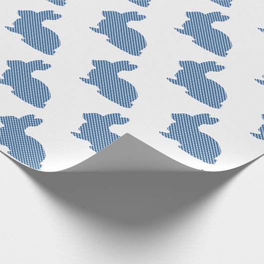 ブルーイースターバニープレイド男の赤ちゃんベビーシャワー ラッピングペーパー (角)