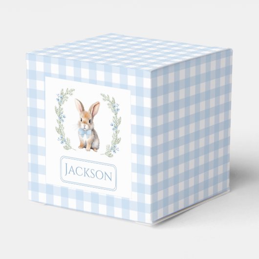 ブルーイースターバニー男の赤ちゃんシャワーギフトお願いボックス フェイバーボックス (裏面サイド)