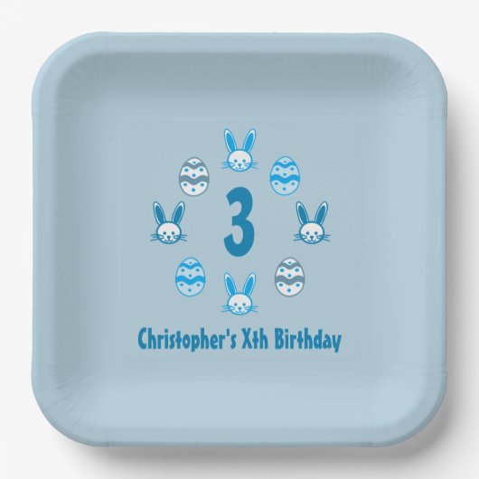 ブルーイースター3回目の誕生日 ペーパープレート (正面)