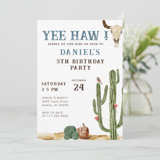 ブルーイーハウウェスタンロデオカウボーイ誕生日 招待状 (スタンド正面)