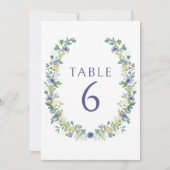 ブルーイーローフローラリースボヘミアン結婚ラスチス 招待状 (正面)