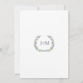 ブルーイーローフローラリースボヘミア庭園の結婚式 招待状 (裏面)