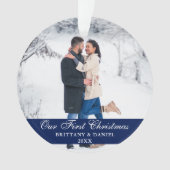 ブルーウアー初めてのクリスマスカップル写真 オーナメント (正面)