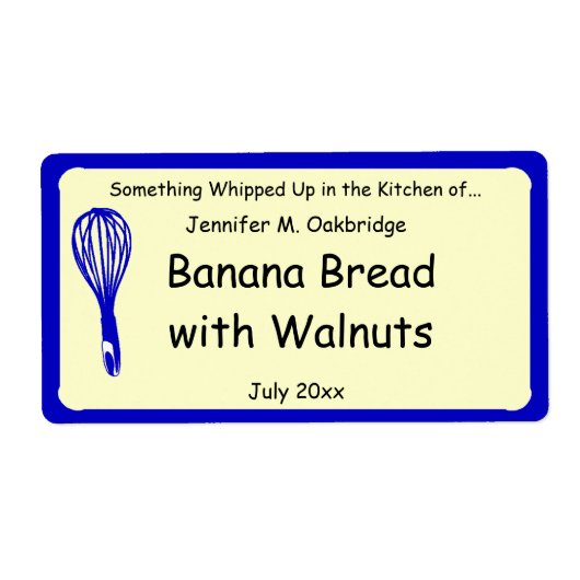 ブルーウィスクホームパーソナライズされたメイドフード ラベル (正面)