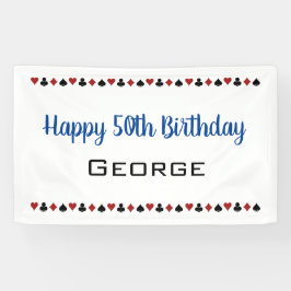 ブルーウィズカードスイーツカジノテーマ誕生日 横断幕