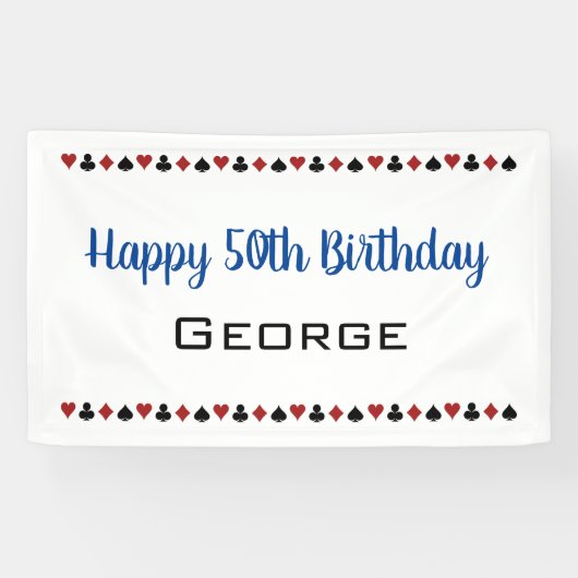 ブルーウィズカードスイーツカジノテーマ誕生日 横断幕 (横)