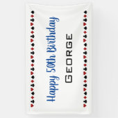 ブルーウィズカードスイーツカジノテーマ誕生日 横断幕 (縦)