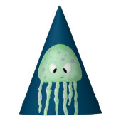 ブルーウィズキュートターコイズクラゲ誕生日 パーティーハット (正面)