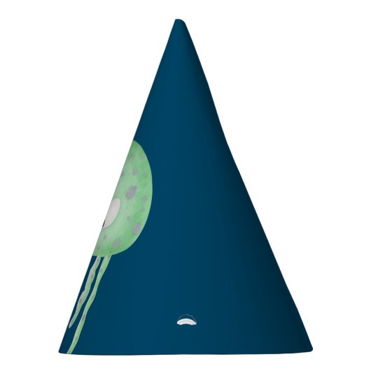 ブルーウィズキュートターコイズクラゲ誕生日 パーティーハット (右)