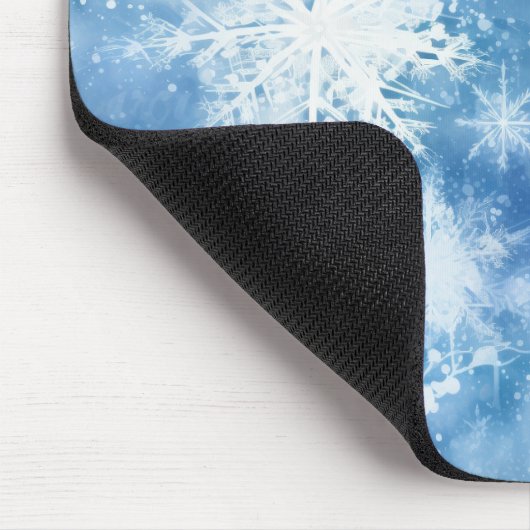 ブルーウィズスノーフレークスウォーターカラースタイル マウスパッド (コーナー)