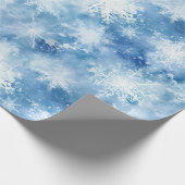 ブルーウィズスノーフレークスウォーターカラースタイル ラッピングペーパー (角)