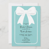 ブルーウィズパールホワイトボウズコケットブライダルシャワー 招待状 (正面)