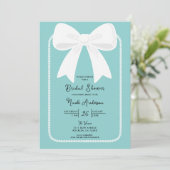 ブルーウィズパールホワイトボウズコケットブライダルシャワー 招待状 (スタンド正面)