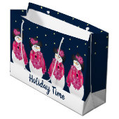 ブルーウィズピンク雪だるま ラージペーパーバッグ (正面アングル)