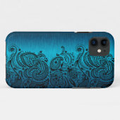 ブルーウィズブラックペイズリーレース Case-Mate iPhoneケース (裏面(横))
