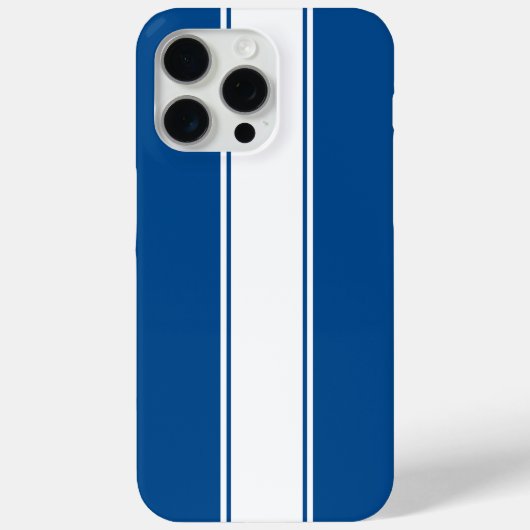 ブルーウィズホワイトレーシングストライプ Case-Mate iPhoneケース (裏面)