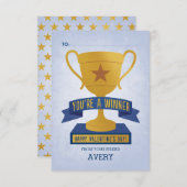 ブルーウィナーズトロフィックスクラスルームのバレンタインカード 招待状 (正面/裏面)