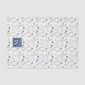 ブルーウィルドフラワーの水彩モノグラム名 薄葉紙 (正面)