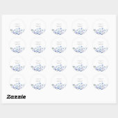 ブルーウィルドフラワー水彩ウェディング ラウンドシール (シート)
