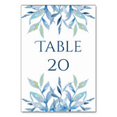ブルーウィローの枝、水彩結婚式のレセプション テーブルナンバー (裏面)