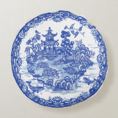 ブルーウィローアイルオブタートルズガーデお洒落ン ラウンドクッション (裏面)