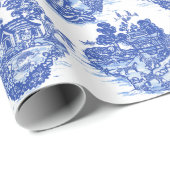 ブルーウィローアニマルウサギ鹿キツネトワールユニーク  ラッピングペーパー (ロールコーナー)