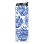 ブルーウィローアニマルウサギ鹿キツネバードトイレ タンブラー (回転左)