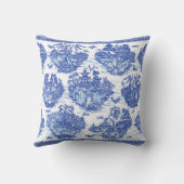 ブルーウィローアニマルパゴダアジアヴィンテージオリエンタル クッション (裏面)