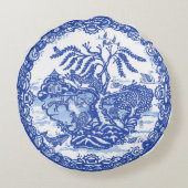 ブルーウィローアニマルパゴダガーデンシーンチノセリエ ラウンドクッション (裏面)