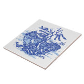 ブルーウィローアニマルパゴダガーデンシーンチノワセリー タイル (側面)